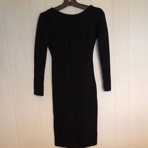 Low back black cocktail dress